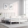 Bed Frame with Headboard White 160x200 cm Solid Wood Colour white Size 160 x 200 cm 