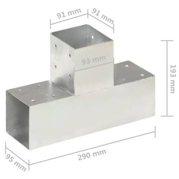 Post Connector T Shape Galvanised Metal 91x91 mm - Hipomarket