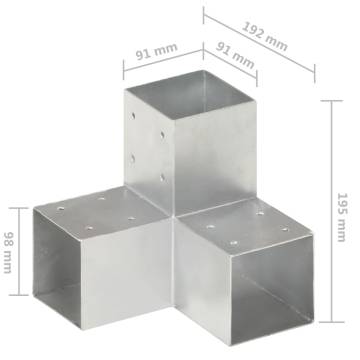 Post Connector Y Shape Galvanised Metal 91x91 mm - Durable & Reliable