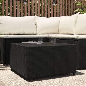 Square Garden Coffee Table Black - 50x50x30 cm Poly Rattan