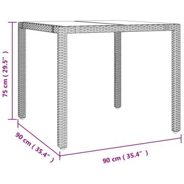 Garden Table with Glass Top - Beige Poly Rattan | Hipomarket