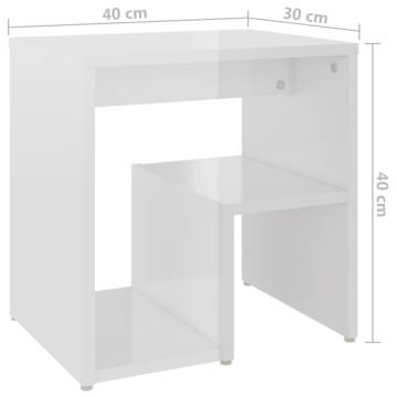 High Gloss White Bed Cabinets 2 pcs - Modern Design