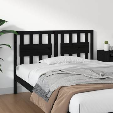 Stylish Black Bed Headboard - Solid Wood Pine 125.5x4x100 cm