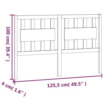 Stylish Black Bed Headboard - Solid Wood Pine 125.5x4x100 cm