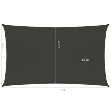 Sunshade Sail 3x5m Anthracite - UV & Mould Resistant