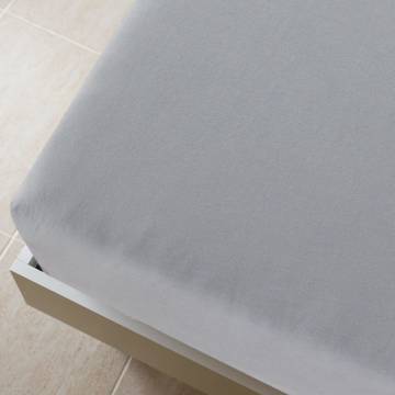 Jersey Fitted Sheet Grey 160x200 cm - Soft Cotton Comfort