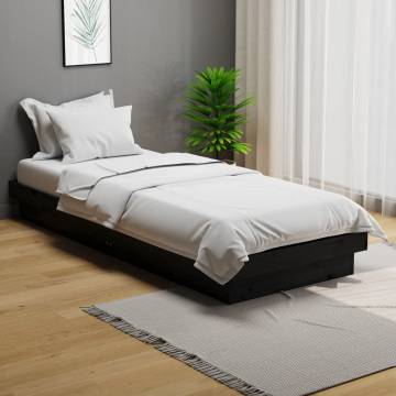 Black Solid Wood Bed Frame 75x190 cm - Small Single | HipoMarket