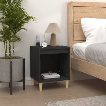 Stylish Black Bedside Cabinet - 40x35x50 cm Engineered Wood