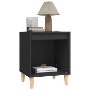 Stylish Black Bedside Cabinet - 40x35x50 cm Engineered Wood