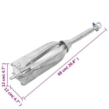 Folding Anchor Silver 12kg Malleable Iron - Durable & Portable