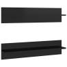 High Gloss Black Wall Shelf - 2 pcs Stylish Storage Solution