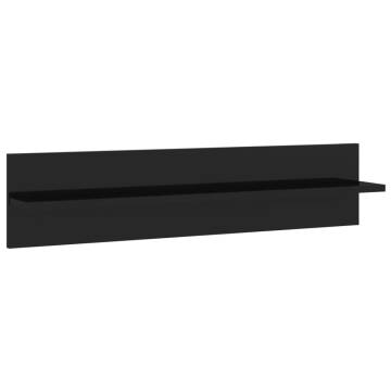 High Gloss Black Wall Shelf - 2 pcs Stylish Storage Solution