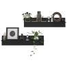 High Gloss Black Wall Shelf - 2 pcs Stylish Storage Solution