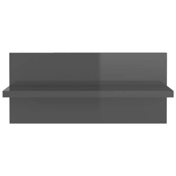 High Gloss Grey Wall Shelves - 2 Pcs | Hipomarket UK