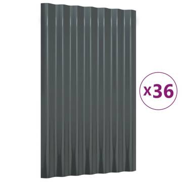 Roof Panels 36 pcs Powder-coated Steel Anthracite 60x36 cm