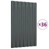 Roof Panels 36 pcs Powder-coated Steel Anthracite 60x36 cm