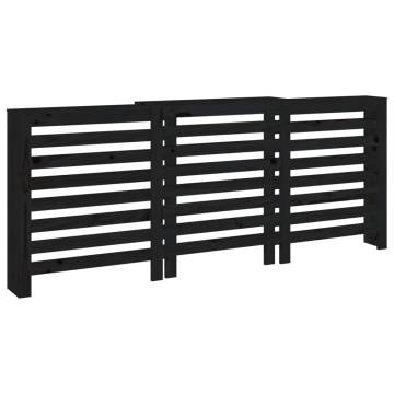 Radiator Cover Black - Solid Pine Wood | 210x21x85 cm