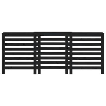 Radiator Cover Black - Solid Pine Wood | 210x21x85 cm