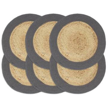 Handmade Jute & Cotton Placemats – 6 pcs Natural & Anthracite