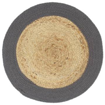 Handmade Jute & Cotton Placemats – 6 pcs Natural & Anthracite