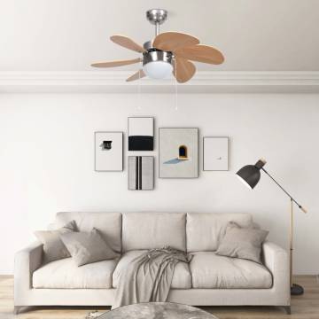 Ceiling Fan with Light 76 cm - Light Brown | Hipo Market