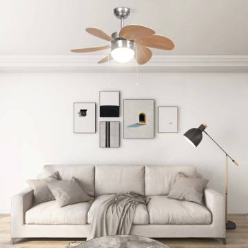 Ceiling Fan with Light 76 cm - Light Brown | Hipo Market