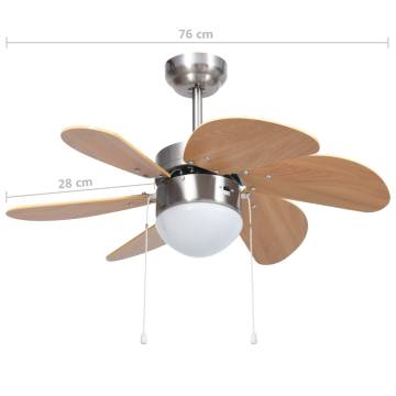 Ceiling Fan with Light 76 cm - Light Brown | Hipo Market