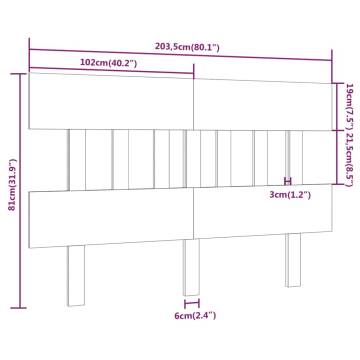 Stylish White Bed Headboard - Solid Pine - 203.5x3x81 cm