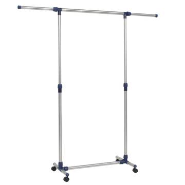 Adjustable Stainless Steel Clothes Rack - 165x44x150 cm Silver