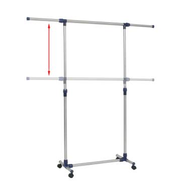 Adjustable Stainless Steel Clothes Rack - 165x44x150 cm Silver