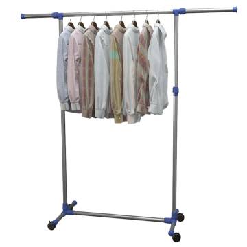 Adjustable Stainless Steel Clothes Rack - 165x44x150 cm Silver