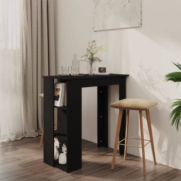 Stylish Black Bar Table with Shelf - 102x50x103.5 cm