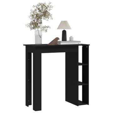 Stylish Black Bar Table with Shelf - 102x50x103.5 cm