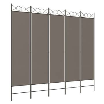 5-Panel Room Divider Anthracite 200x220 cm - Hipomarket