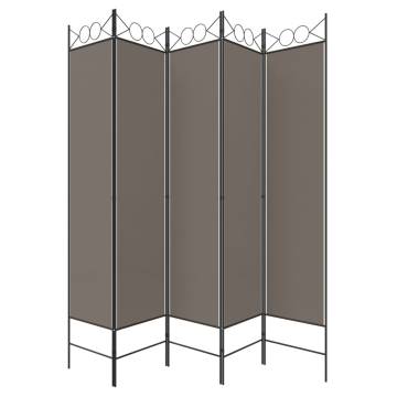 5-Panel Room Divider Anthracite 200x220 cm - Hipomarket