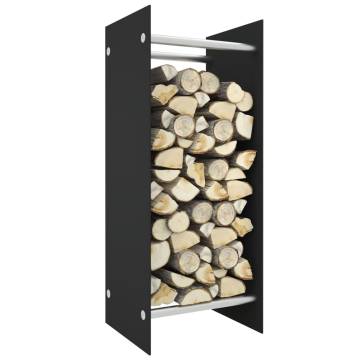 Black Firewood Rack - 40x35x100 cm Tempered Glass Storage