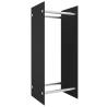 Black Firewood Rack - 40x35x100 cm Tempered Glass Storage