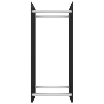 Black Firewood Rack - 40x35x100 cm Tempered Glass Storage