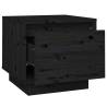 Stylish Black Bedside Cabinets - Set of 2 - Solid Pine Wood