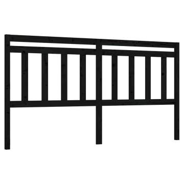 Stylish Black Bed Headboard - Solid Pine Wood, 206x4x100 cm