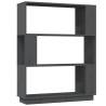 Grey Book Cabinet & Room Divider - Solid Pine Wood 80x25x101 cm