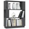 Grey Book Cabinet & Room Divider - Solid Pine Wood 80x25x101 cm