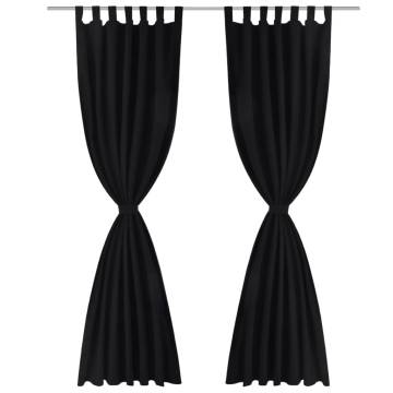 2 pcs Black Micro-Satin Curtains with Loops - 140 x 245 cm