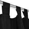 2 pcs Black Micro-Satin Curtains with Loops - 140 x 245 cm