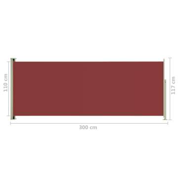 Patio Retractable Side Awning 117x300 cm - Red | HipoMarket