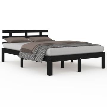 Black Solid Wood Bed Frame 200x200 cm - Modern & Sturdy