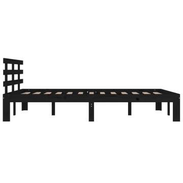 Black Solid Wood Bed Frame 200x200 cm - Modern & Sturdy