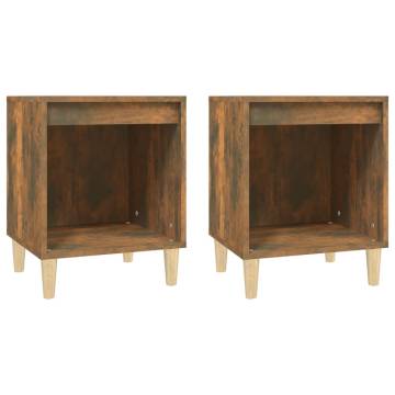 Elegant Smoked Oak Bedside Cabinets - Set of 2