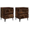 Chic Bed Cabinets with Metal Legs - Smoked Oak | HipoMarket