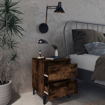 Chic Bed Cabinets with Metal Legs - Smoked Oak | HipoMarket